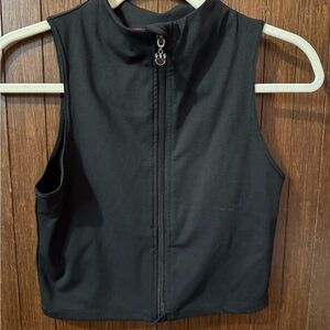 Black Sleeveless Zip-Up Top